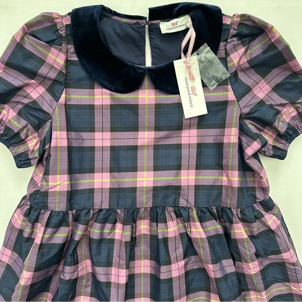 Vineyard Vines Girls' Collared Taffeta Holiday Dress Size M